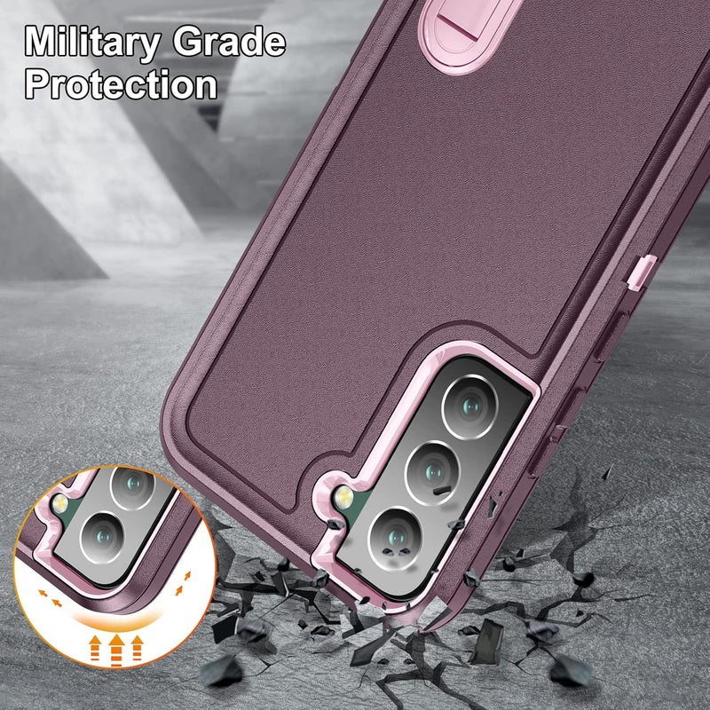 Fucozan for Samsung Galaxy S22 Plus Case with Kickstand Case 3-Layer Military Grade Protective Case Cover Silicone Rugged Shockproof for Galaxy S22+ Plus Phone Case Purple+Pink - Image 4